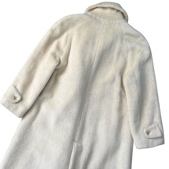 Vintage Invertere Cream 100% Alpaca Pile Trench Coat Satin Lined Women’s XL - Picture 12 of 13